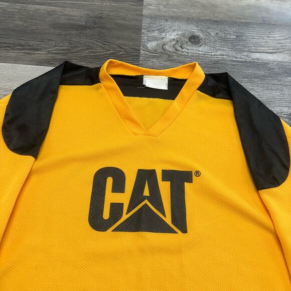 Vintage Teamwork Athletic Apparel Yellow Mens XL CAT Caterpillar Hockey Jersey